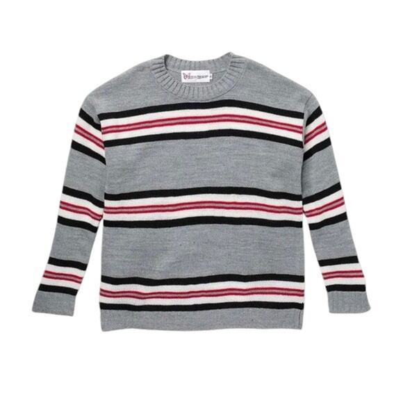Cotton Emporium Other - Cotton Emporium Girl's Gray Stripe Long Sleeve Sweater Size Medium NWT